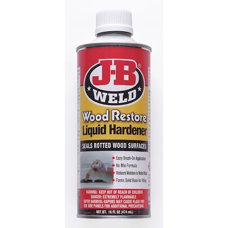 Liquid Hardener, 1 pt, Bottle, Clear to Amber, Wood Restore