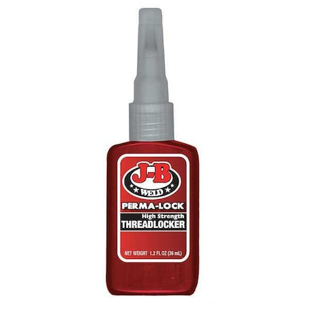 Threadlocker, J-B WELD Perma-Lock, Red, High, Liquid, 1.22 fl oz, Bottle