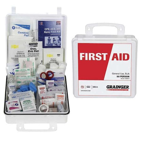 First Aid Kit and Housing, Plastic 214 Components, 50 People Served