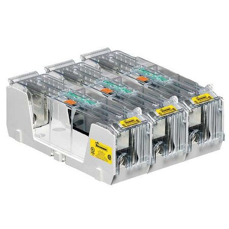 Open Fuse Block, 225 to 400A Amp Range, 600V AC/DC Volt Rating, 3 Poles, Box Lug