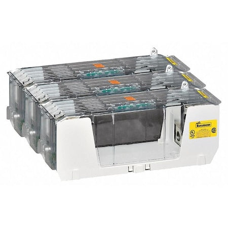 Open Fuse Block, 450 to 600A Amp Range, 600V AC/DC Volt Rating, 3 Poles, Box Lug