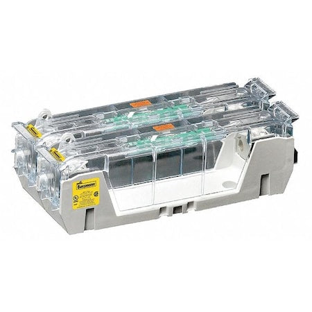 Open Fuse Block, 70 to 100A Amp Range, 600V AC/DC Volt Rating, 2 Poles, Box Lug