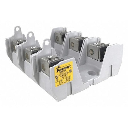 Open Fuse Block, 70 to 100A Amp Range, 600V AC/DC Volt Rating, 3 Poles, Box Lug