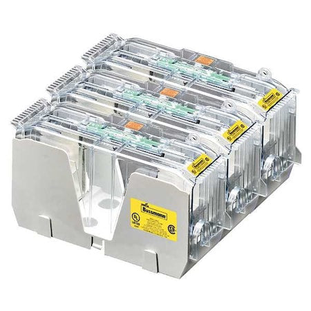 Open Fuse Block, J UL Class, 600V AC/DC Volt Rating, 3 Poles, Box Lug