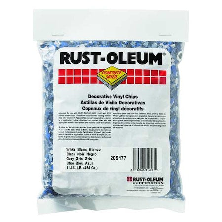Floor Chip, Black/White/Blue, Vinyl, 1lb.