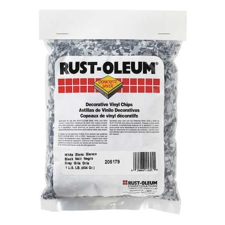 Floor Chip, Black/White/Gray, Vinyl, 1lb.