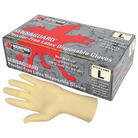 SensaGuard 5055, Disposable Gloves, 5 mil Palm, Latex, Powder-Free, XL (10), 100 PK, Beige
