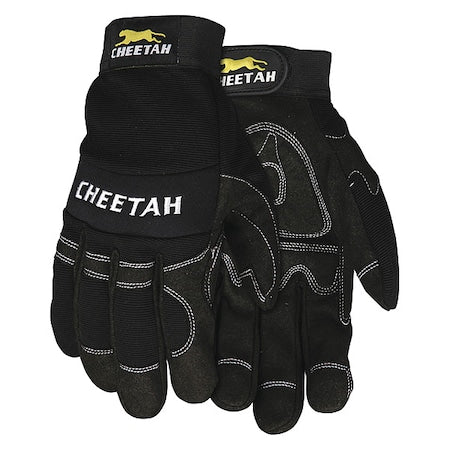 MCR Safety Multi-Task Mechanics Gloves, Synthetic Leather Palm, Spandex Back, L, Black