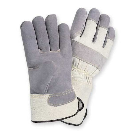 Leather Gloves, Cowhide, Gauntlet Cuff, Wing Thumb, Full Finger, Gray, L, 1 PR