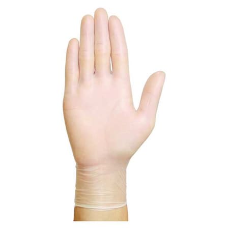 Disposable Gloves, 4.00 to 4.99 mil Palm, Vinyl, Powder-Free, S (7), 100 PK, Clear