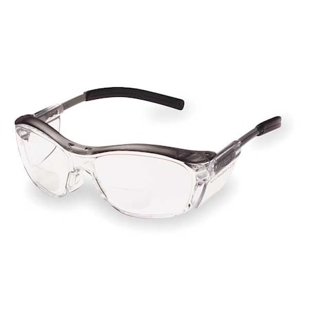 3M(TM) Nuvo(TM) Reader Safety Glasses, Gray Traditional Frame, 2.0 Diopter, Clear Lens, Universal