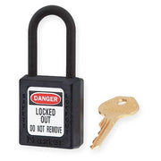 Lockout Padlock, Keyed Different, Thermoplastic, Black, 1 1/2 in Shackle Height