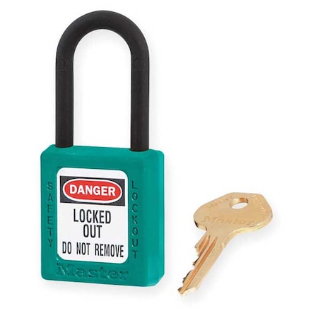 Lockout Padlock, Keyed Different, Thermoplastic, Teal, 1 1/2 in Shackle Height, 1 1/2 in Body Width