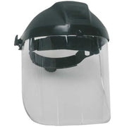 Ratchet Face Shield Assembly, Clear Visor, 8" Height, Ratchet Suspension, Uncoated Lens, Black