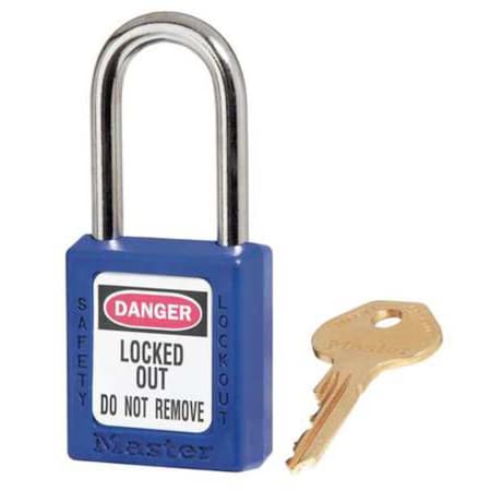 Zenex Thermoplastic Safety Padlock, 1-1/2 in Wide with 1-1/2 in Shackle, Blue