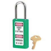 Lockout Padlock, Keyed Different, Thermoplastic, Green, 1 1/2 in Shackle Height