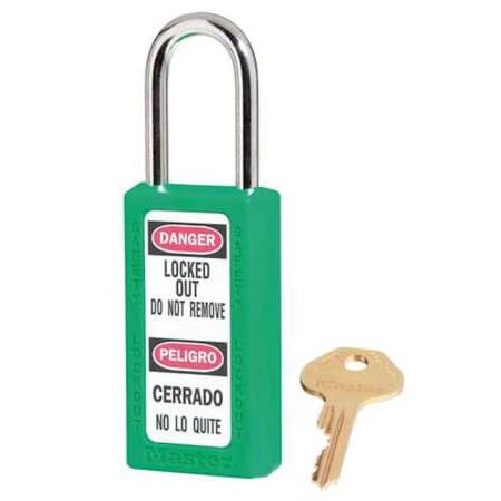 Lockout Padlock, Keyed Different, Thermoplastic, Green, 1 1/2 in Shackle Height