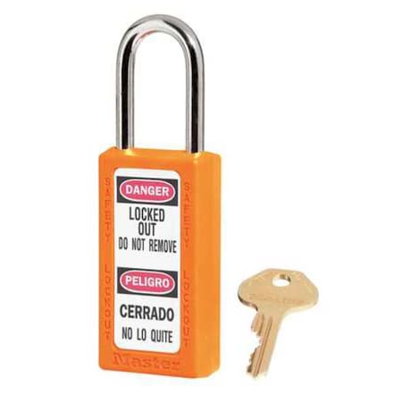 Lockout Padlock, Keyed Different, Thermoplastic, Orange, 1 1/2 in Shackle Height