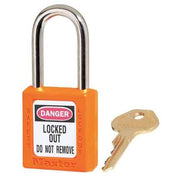 Lockout Padlock, Keyed Alike, Thermoplastic, Orange, 1 1/2 in Shackle Height, 1 1/2 in Body Width