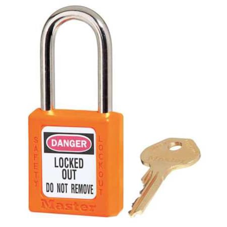 Zenex Thermoplastic Safety Padlock, 1-1/2 in Wide with 1-1/2 in Tall Shackle, Orange