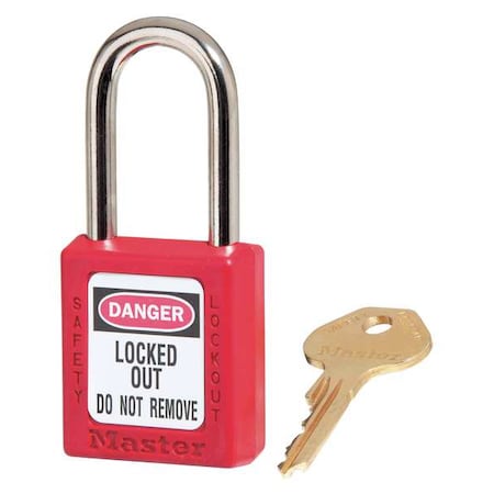Lockout Padlock, Keyed Alike, Thermoplastic, Red, 1 1/2 in Shackle Height, 1 1/2 in Body Width