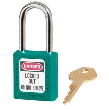Zenex Thermoplastic Safety Padlock, 1-1/2 in Wide with 1-1/2 in Tall Shackle, Teal