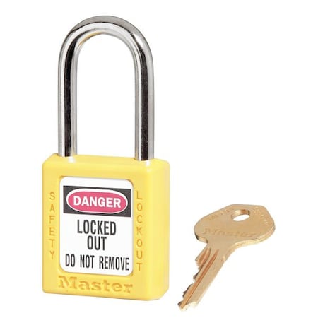 Zenex Thermoplastic Safety Padlock, 1-1/2 in Wide with 1-1/2 in Tall Shackle, Yellow
