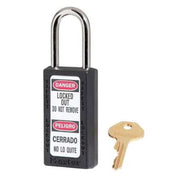 Lockout Padlock, Keyed Different, Thermoplastic, Black, 1 1/2 in Shackle Height
