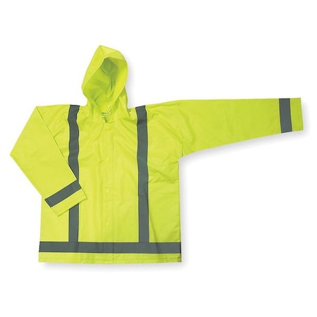 Hi-Vis Rain Jacket, Polyester, Class 3 Green, 3XL