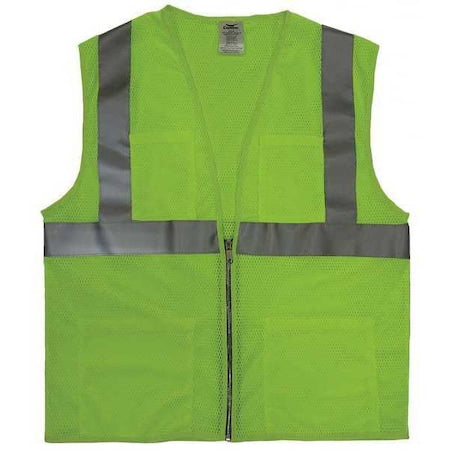 4XL Class 2 Cool Dry High Visibility Vest, Lime