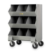 Steel Mobile Bin Cart, 20 in D x 45 1/2 in H x 32 in W, 3 Shelves, Gray