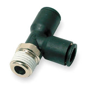 Push-Fit Tee Fitting, 8mm Tube Size, Fiberglass-Reinforced Nylon, Black, 10 PK