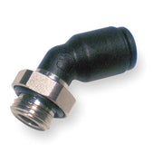 Push-Fit Elbow Fitting, 6mm Tube Size, Fiberglass-Reinforced Nylon, Black, 10 PK