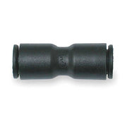 Push-Fit Union Fitting, 3/16 in Tube Size, Fiberglass-Reinforced Nylon, Black, 10 PK