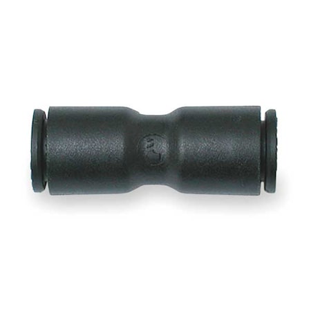 Push-Fit Union Fitting, 3/16 in Tube Size, Fiberglass-Reinforced Nylon, Black, 10 PK