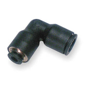 Push-Fit Elbow Fitting, 3/8 in x 1/4 in Tube Size, Fiberglass-Reinforced Nylon, Black, 10 PK