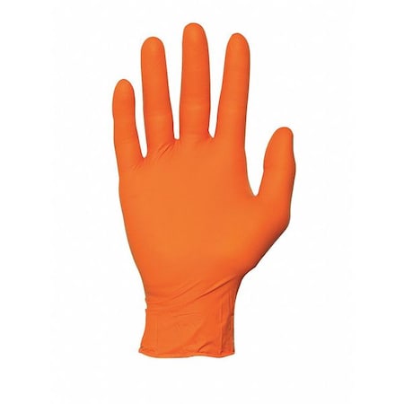 N48, Disposable Gloves, 5.00 to 5.99 mil Palm, Nitrile, Powder-Free, L (9), 100 PK, Orange