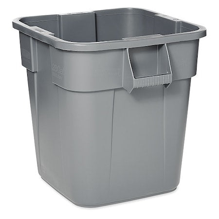 BRUTE 28 gal Square Heavy Duty Plastic Can, Gray, None, Plastic, 21 1/2 in
