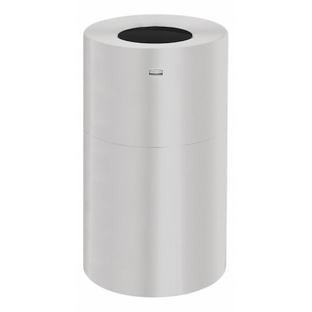 Atrium(R) 35 gal Round Indoor Metal Can, Satin Aluminum, None, Aluminum, Not Applicable
