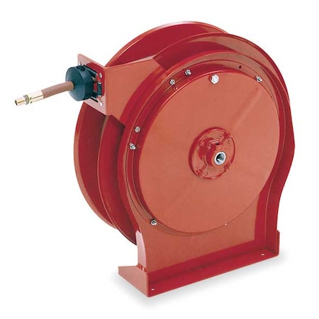 Spring Return Hose Reel, 1/2 in Hose Diameter, 50 ft Length, 300 psi Max. Pressure, Brass, Red