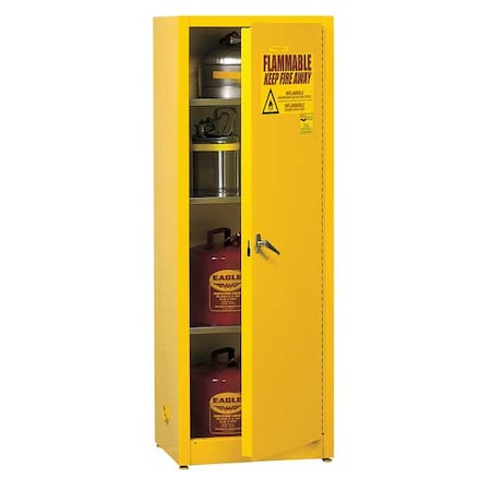 Hazardous Material Storage Cabinet, 48 gal, 3 Shelves, Steel, 23 in W x 65 in H x 34 in D, Yellow