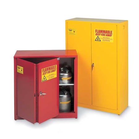 Hazardous Material Storage Cabinet, 60 gal, 2 Shelves, Steel, 34 in W x 65 in H x 34 in D, Red