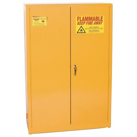 Hazardous Material Storage Cabinet, 60 gal, 5 Shelves, Steel, 43 in W x 65 in H x 18 in D, Yellow