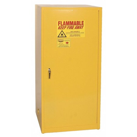 Hazardous Material Storage Cabinet, 60 gal, 2 Shelves, Steel, 34 in W x 65 in H x 34 in D, Yellow