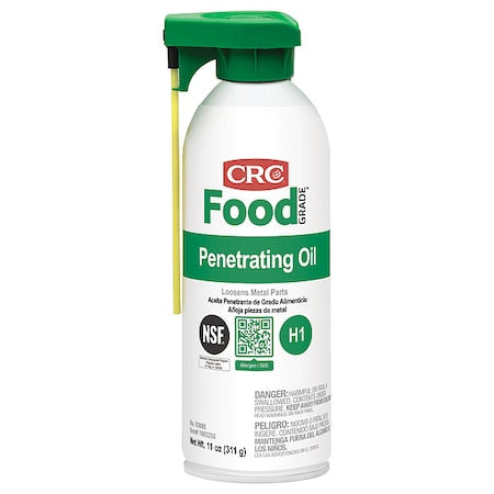Food Grade Penetrating Oil, H1 Food Grade, 32 to 300 Degrees F, 11 oz Aerosol Can, Colorless