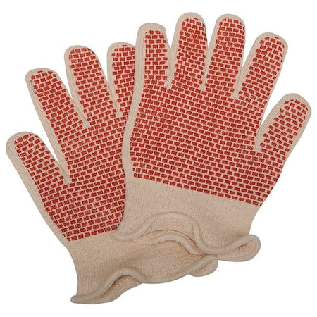 Condor Heat Resistant Gloves, Cotton, 605  Degrees F Max Temp., Knit Cuff White/Rust, L ( 9 ), 1 PR