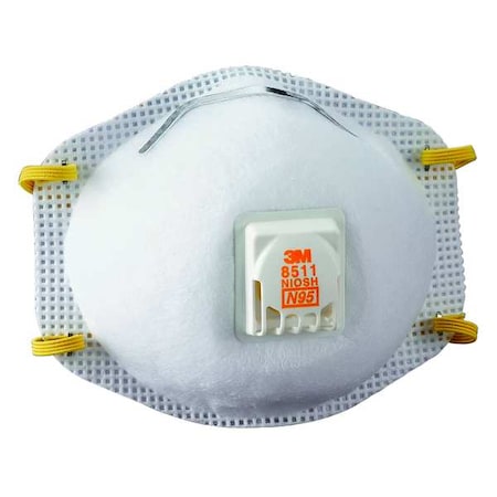N95 Disposable Respirator, 8511, Cool Flow Exhalation Valve, Dual Headstrap, Nose Clip, PK10