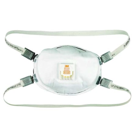 Disposable Respirator, N100, Molded, Dual, Adjustable, Metal Nose Clip, M