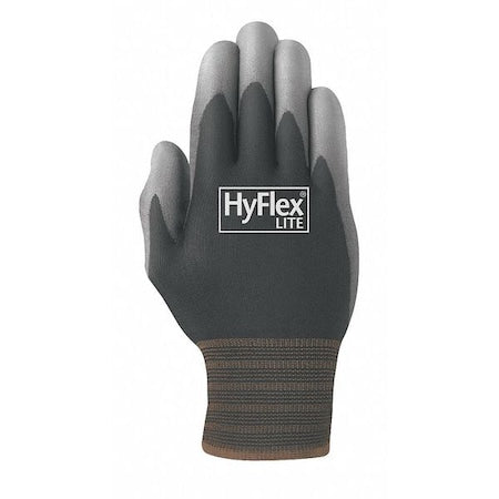 Coated Gloves, Polyurethane, Smooth, Palm, 3 Abrasion Level, Black, 7 1 PR