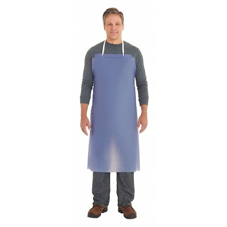 Bib Apron, Vinyl, Blue, 44 in, Universal